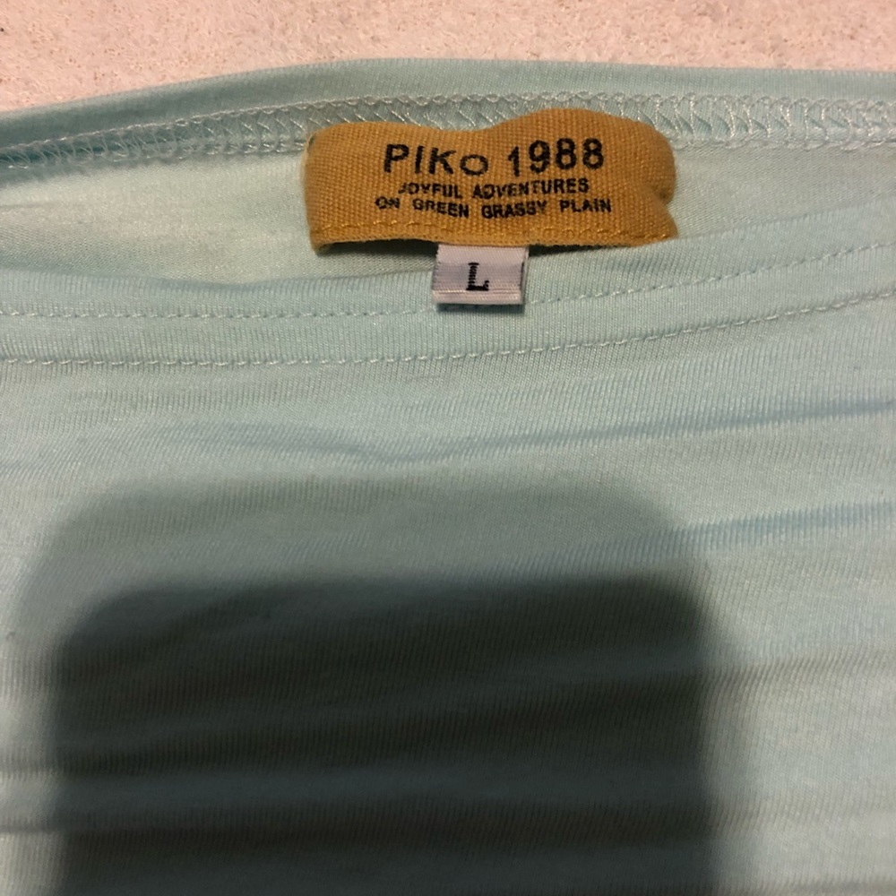 Large Piko 3/4 Sleeve Top - Aqua